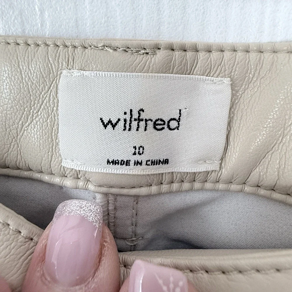 ARITZIA WILFRED Women's Size 10 Pant In Ivory High-Waisted‎ Vegan Leather